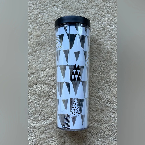 2013 Starbucks Christmas 16oz Tumbler - Black, White, Gold Trees - VGUC - Picture 3 of 9